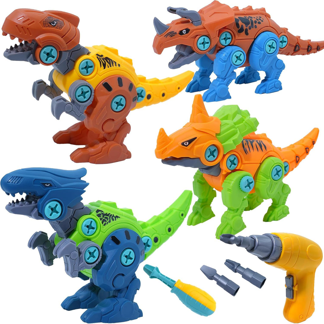 Dinosaur Assembly Kit, 4Pcs Take Apart Toys with Storage Box, Educational Building Toys, Christmas Birthday Gifts Boys 6 7 8 Year