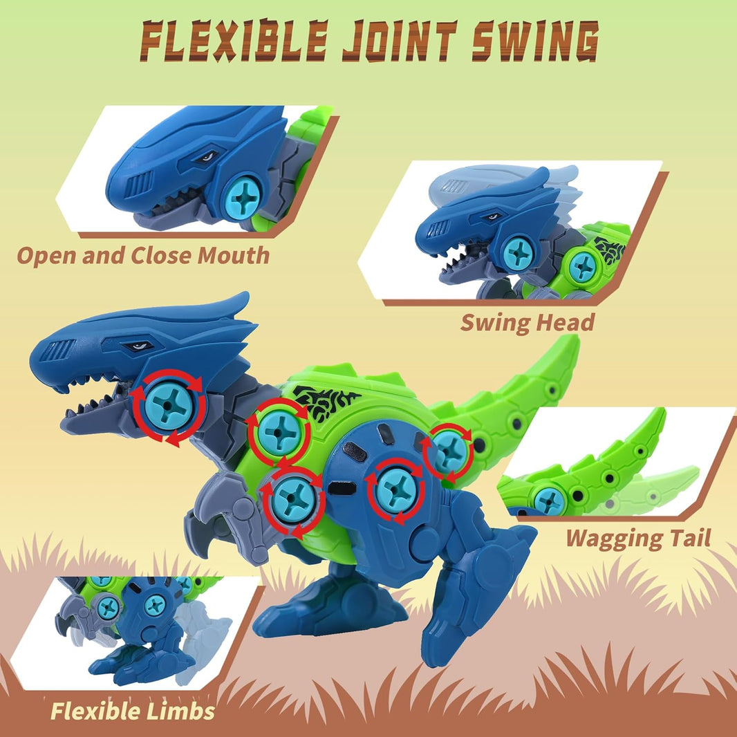 Dinosaur Assembly Kit, 4Pcs Take Apart Toys with Storage Box, Educational Building Toys, Christmas Birthday Gifts Boys 6 7 8 Year