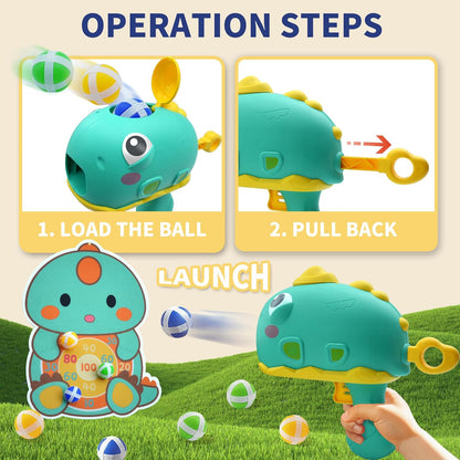 Dinosaur Kids Shooting Game Toy, Indoor and Outdoor Launching Ball Set, Dino Target Game for Children Age 3-5,Birthday Party Gift for 3 4 5 Year Old Child